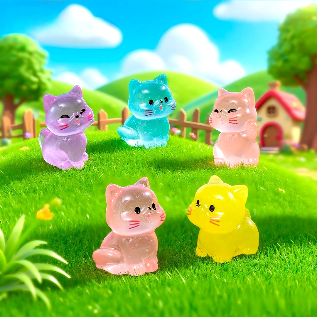 Planted Aquarium Mini - 12/24/48pcs Luminous Mini Resin Cat Tiny